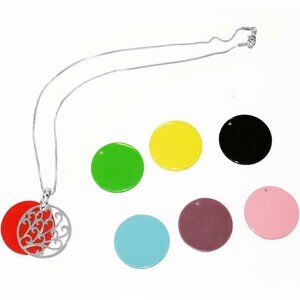 Necklace -NEW- w/ Exchangeable Color Charms- Adjustable Length